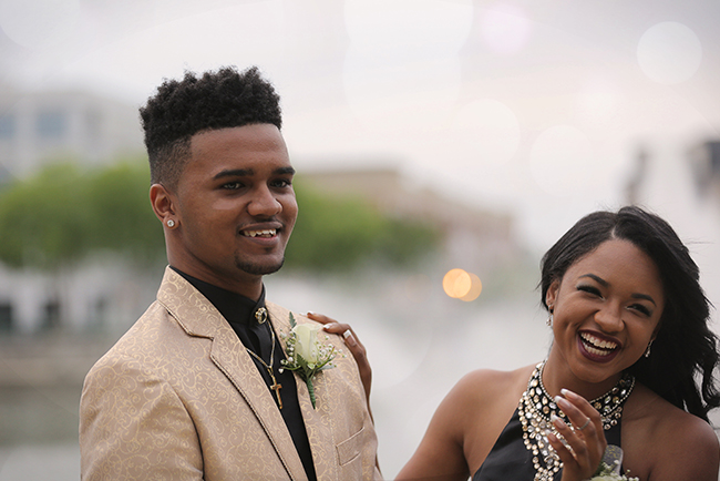 prom couple smiling