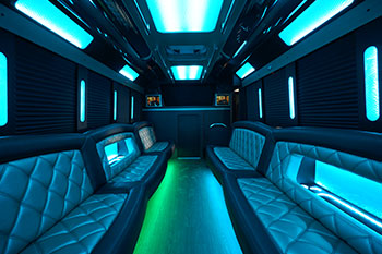 comfortable limo bus seating