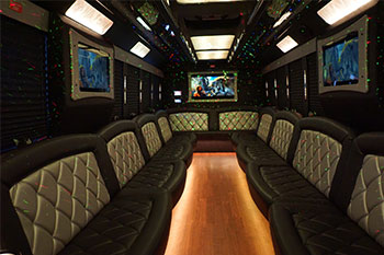 laser lights on a limo bus